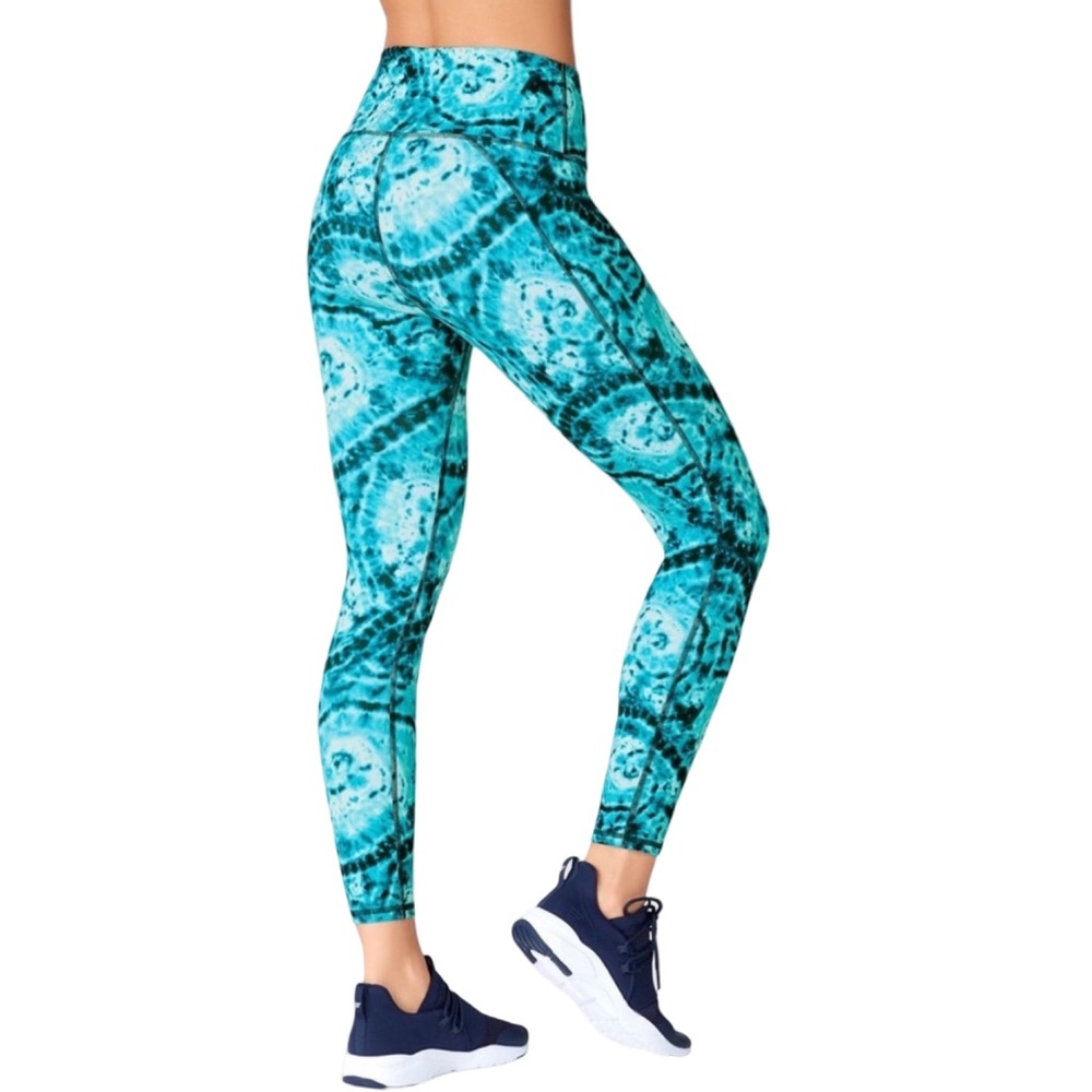 Fabletics Teal Tie-Dye High-Waist Leggings